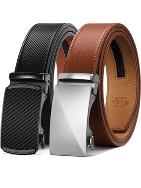 Reversible Leather Ratchet Belt Set - Black & Brown